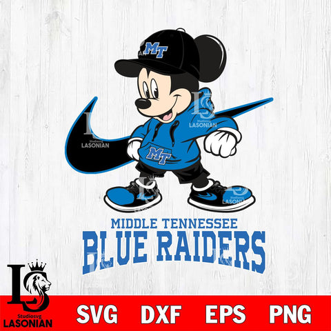 Middle Tennessee Blue Raiders Mickey Mouse NIKE, Svg Eps Dxf Png File, Digital Download
