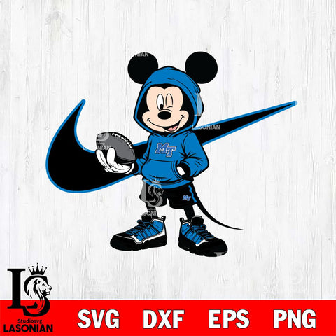 Middle Tennessee Blue Raiders Mickey Wearing Hoodie Sport Svg Eps Dxf Png File, NCAA svg, Digital Download, Instant Download