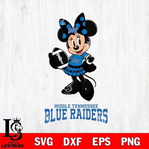 Middle Tennessee Blue Raiders Minnie Mouse, Svg Eps Dxf Png File, Digital Download