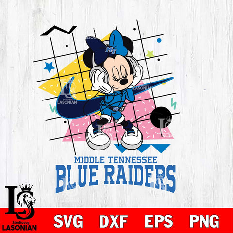 Middle Tennessee Blue Raiders Minnie Mouse Dancing SVG DXF EPS PNG FILE, NCAA File Cut,Digital Download,Instant Download