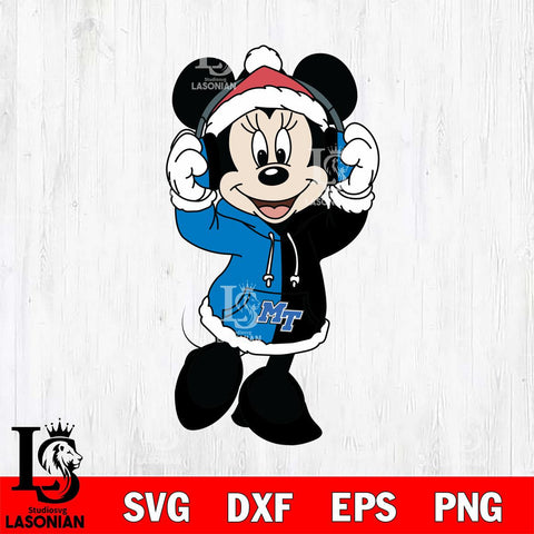 Middle Tennessee Blue Raiders Minnie Mouse Disney Football Christmas File Cut, NCAA SVG DXF EPS PNG FILE, Digital Download , Criucut , Silhouette