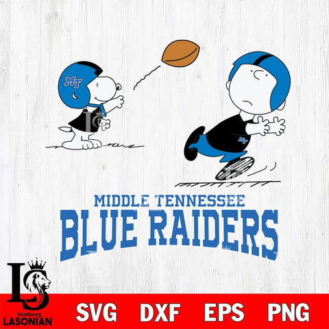 Middle Tennessee Blue Raiders Peanuts play football SVG DXF EPS PNG FILE,Snoopy File Cut, NCAA Digital Download,Instant Download,Christmas Silhouette