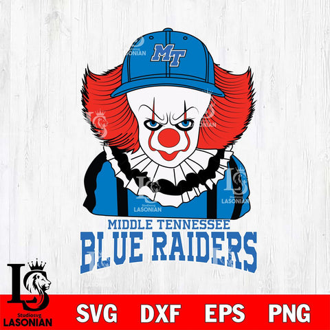 Middle Tennessee Blue Raiders Pennywise Horror Sport 10 Svg Eps Dxf Png File, Digital Download