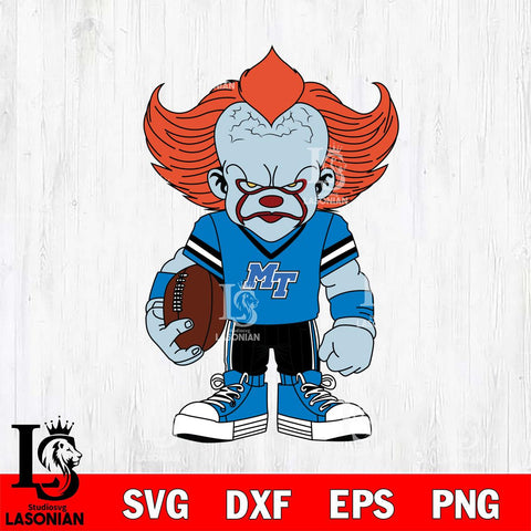 Middle Tennessee Blue Raiders Pennywise Horror Sport 11 Svg Eps Dxf Png File, Digital Download