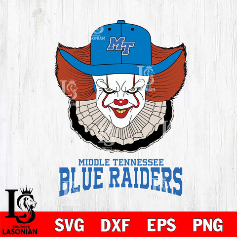 Middle Tennessee Blue Raiders Pennywise Horror Sport 12 Svg Eps Dxf Png File, Digital Download