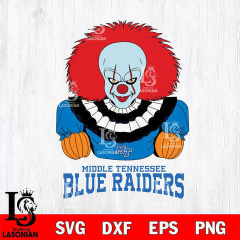 Middle Tennessee Blue Raiders Pennywise Horror Sport 3 Svg Eps Dxf Png File, Digital Download
