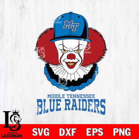 Middle Tennessee Blue Raiders Pennywise Horror Sport 4 Svg Eps Dxf Png File, Digital Download
