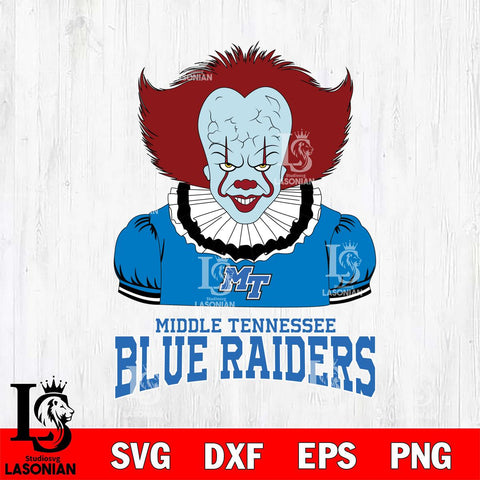 Middle Tennessee Blue Raiders Pennywise Horror Sport 5 Svg Eps Dxf Png File, Digital Download