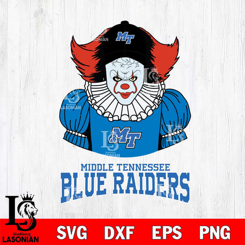 Middle Tennessee Blue Raiders Pennywise Horror Sport 7 Svg Eps Dxf Png File, Digital Download