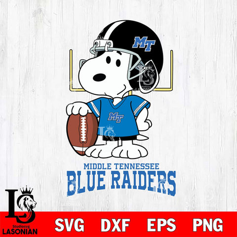 Middle Tennessee Blue Raiders Snoopy Player Football SVG DXF EPS PNG FILE,Snoopy File Cut, NCAA Digital Download,Instant Download,Christmas Silhouette
