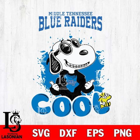 Middle Tennessee Blue Raiders Snoopy Sport 7 Svg Eps Dxf Png File, Digital Download