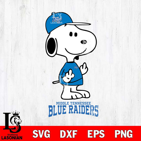 Middle Tennessee Blue Raiders Snoopy Sport 8 Svg Eps Dxf Png File, Digital Download