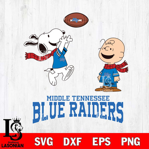 Middle Tennessee Blue Raiders Snoopy & Charlie Brown Football Cricut,Christmas SVG DXF EPS PNG FILE, NCAA Digital Download,Instant Download, Silhouette