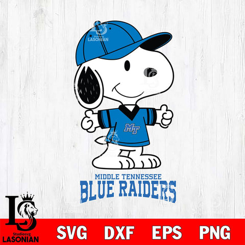 Middle Tennessee Blue Raiders Snoopy football SVG DXF EPS PNG FILE,Snoopy File Cut, NCAA Digital Download,Instant Download,Christmas Silhouette