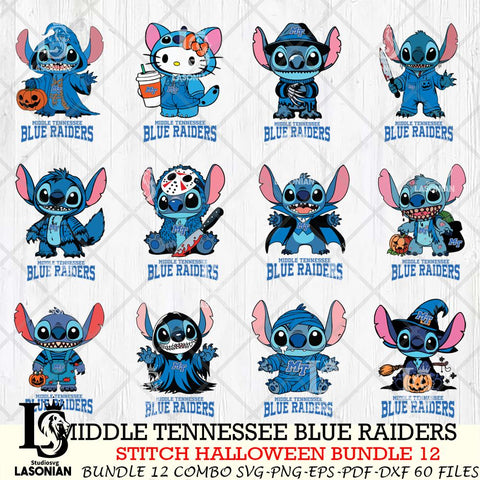 Middle Tennessee Blue Raiders Stitch Horror Bundle 12 SVG Svg Eps Dxf Png File, NCAA svg, Digital Download, Instant Download