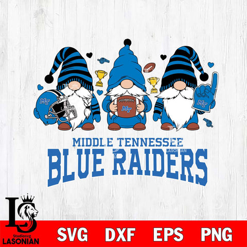 Middle Tennessee Blue Raiders Three Gnome File Cut, NCAA SVG, Digital Download , Criucut , Silhouette