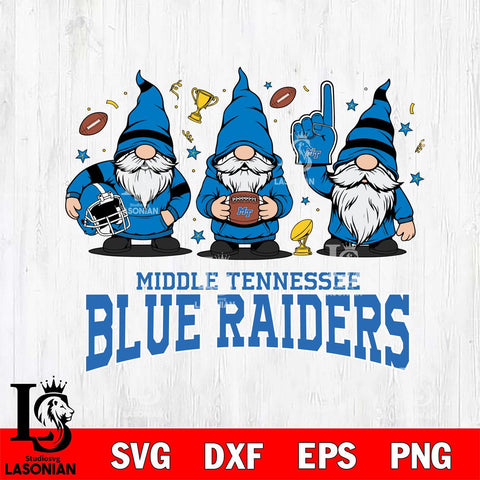 Middle Tennessee Blue Raiders Three Gnome FAN File Cut, NCAA SVG, Digital Download , Criucut , Silhouette