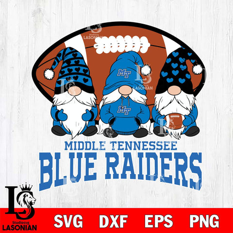Middle Tennessee Blue Raiders Three Gnome Football File Cut, NCAA SVG, Digital Download , Criucut , Silhouette