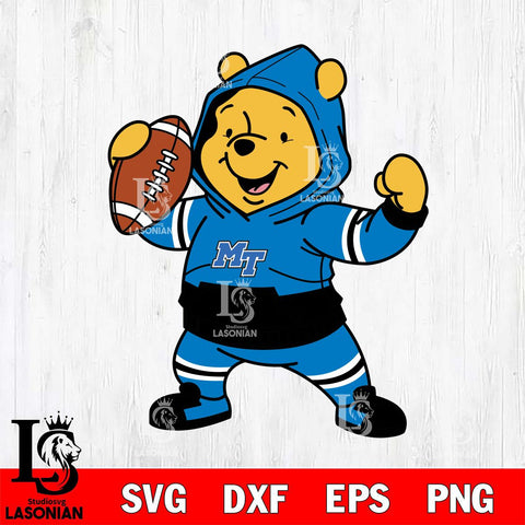 Middle Tennessee Blue Raiders Winnie The Pooh Disney Football Christmas File Cut, NCAA SVG DXF EPS PNG FILE, Digital Download , Criucut , Silhouette