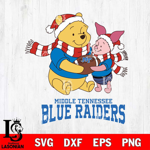 Middle Tennessee Blue Raiders Winnie the Pooh & Piglet Football Cricut,Christmas SVG DXF EPS PNG FILE, NCAA Digital Download,Instant Download, Silhouette