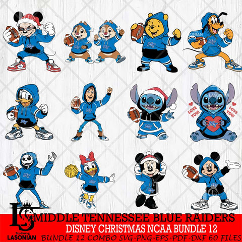 Middle Tennessee Blue Raiders  Disney christmas NCAA Bundle File Cut, Bundle NCAA SVG DXF EPS PNG FILE, Digital Download , Criucut , Silhouette
