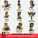 Milwaukee Brewers Black Fan Girl Betty Boop Bundle 9, Svg Eps Dxf Png File, Digital Download