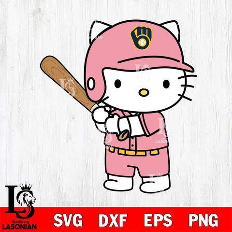 Milwaukee Brewers Hello Kitty Player SVG DXF EPS PNG FILE, MLB File Cut,Hello Kitty Digital Download,Instant Download, Silhouette