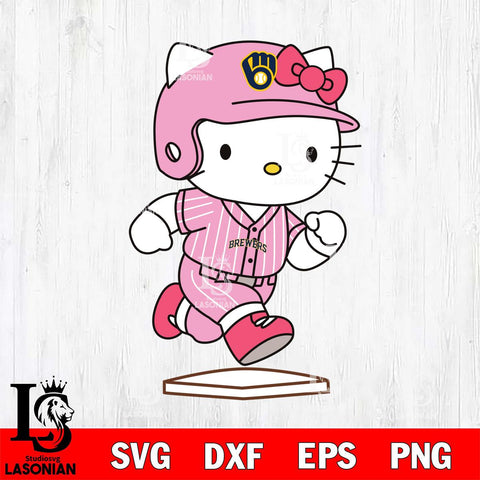 Milwaukee Brewers Hello Kitty slide base SVG DXF EPS PNG FILE, MLB File Cut,Hello Kitty Digital Download,Instant Download, Silhouette