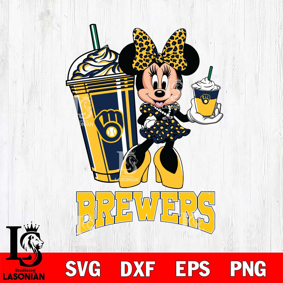Milwaukee Brewers Minnie Mouse Fan And Coffee – lasoniansvg