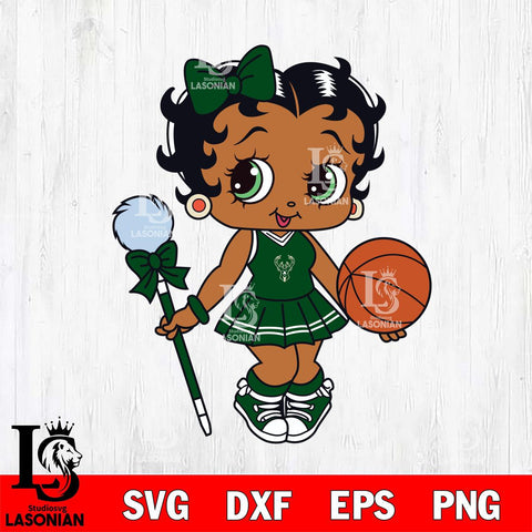 Milwaukee Bucks Betty Boop NBA 3 Svg Eps Dxf Png File, NBA svg, Digital Download, Instant Download
