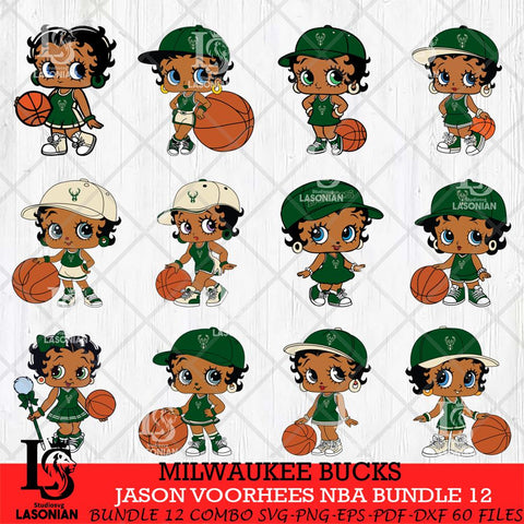 Milwaukee Bucks Betty Boop NBA Bundle 12 SVG Svg Eps Dxf Png File,Bundle NBA svg, Digital Download, Instant Download