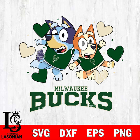 Milwaukee Bucks Bluey & Bingo 10 Svg Eps Dxf Png File, NBA svg, Digital Download, Instant Download
