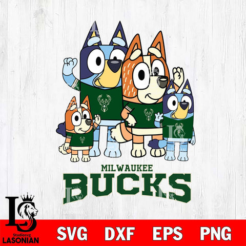 Milwaukee Bucks Bluey & Bingo 14 Svg Eps Dxf Png File, NBA svg, Digital Download, Instant Download