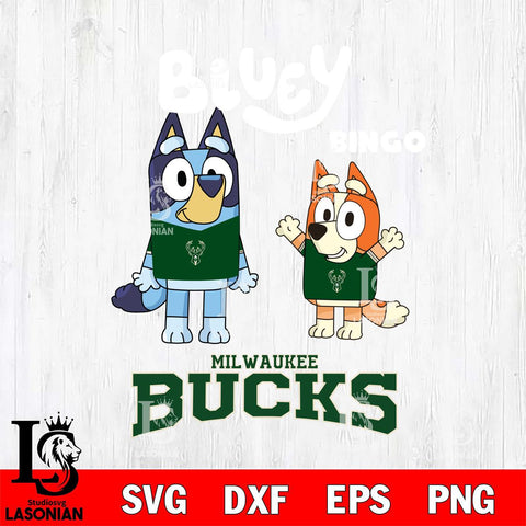 Milwaukee Bucks Bluey & Bingo 4 Svg Eps Dxf Png File, NBA svg, Digital Download, Instant Download