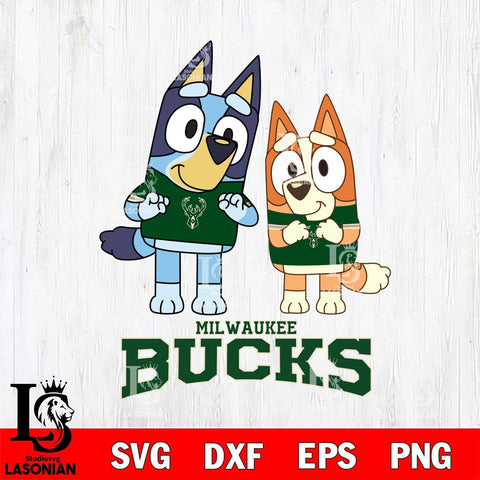 Milwaukee Bucks Bluey & Bingo 6 Svg Eps Dxf Png File, NBA svg, Digital Download, Instant Download