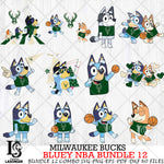 Milwaukee Bucks Bluey NBA Bundle 12 Svg Eps Dxf Png File, Digital Download, Instant Download
