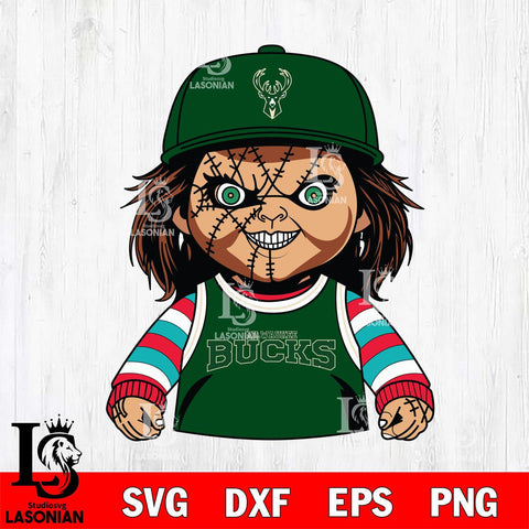 Milwaukee Bucks Chucky Horror basketball SVG DXF EPS PNG FILE, NBA File Cut,Halloween Digital Download,Instant Download, Silhouette