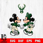 Milwaukee Bucks Fan Minnie And Mickey Love Svg Eps Dxf Png File, Digital Download, Instant Download