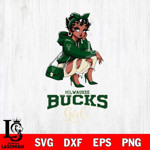 Milwaukee Bucks Fashion Black Fan Girl Betty Boop