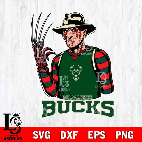 Milwaukee Bucks Freddy Krueger Horror Svg Eps Dxf Png File, NBA svg, Digital Download, Instant Download