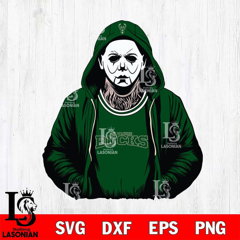 Milwaukee Bucks Michael Myers Horror basketball SVG DXF EPS PNG FILE, NBA File Cut,Halloween Digital Download,Instant Download, Silhouette