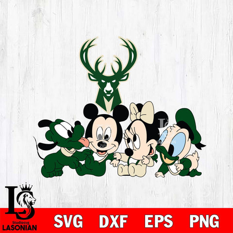 Milwaukee Bucks Mickey Minne 5 Nba Svg Eps Dxf Png File, NBA svg, Digital Download, Instant Download