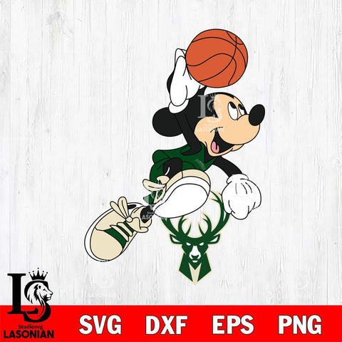Milwaukee Bucks Mickey Minne 8 Nba Svg Eps Dxf Png File, NBA svg, Digital Download, Instant Download
