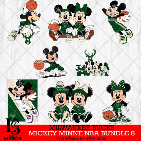 Milwaukee Bucks  Mickey Minne NBA Bundle 8 SVG Svg Eps Dxf Png File, NBA svg, Digital Download, Instant Download