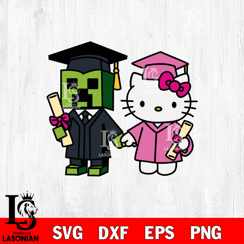 Minecraft Graduate Vector Files Minecraft And Hello Kitty Graduation – lasoniansvg