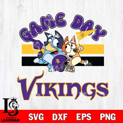 Minnesota Vikings Bluey & Bingo 9 Svg Eps Dxf Png File, NFL svg, Digital Download, Instant Download