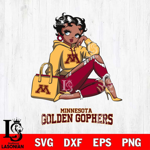 Minnesota Golden Gophers Awesome Black Fan Girl Betty Boop, Svg Eps Dxf Png File, Digital Download