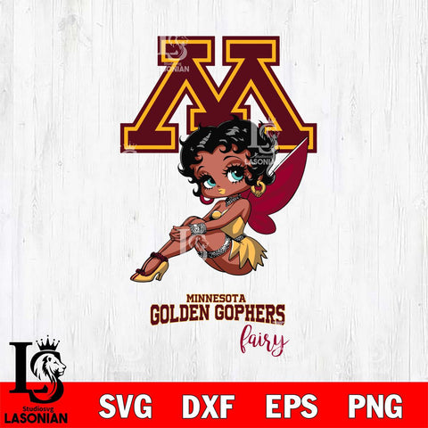 Minnesota Golden Gophers Beauty Black Fairy Betty Boop, Svg Eps Dxf Png File, Digital Download