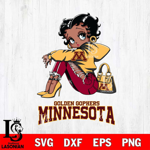 Minnesota Golden Gophers Betty Boop Black Fan Girl Svg Eps Dxf Png File, Digital Download, Instant Download
