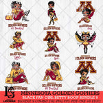 Minnesota Golden Gophers Black Fan Girl Betty Boop Bundle 9, Svg Eps Dxf Png File, Digital Download